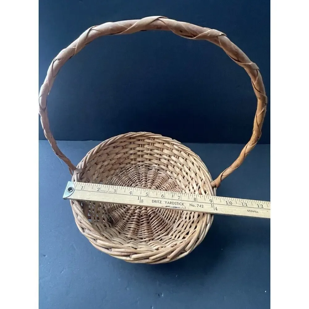 Vintage Garden Trug Handle Basket Rustic Twig Wood Farmhouse Gathering Cottage